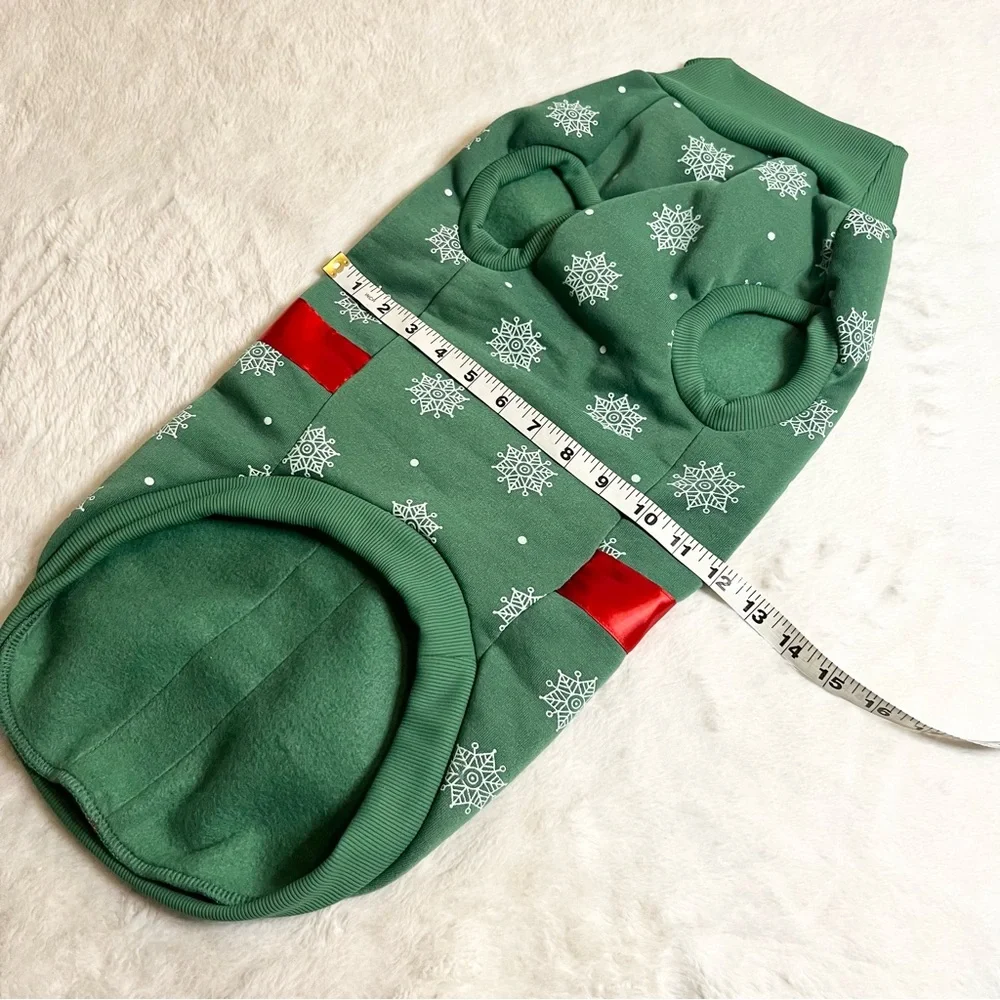 Christmas Present Festive Green Holiday Dog Sweater with Red Bow Size Large NWOT